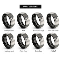 font options for inside engraving on black & grey kayaker rolling rings