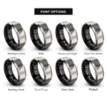 font options for inside engraving on black & silver kayaker rolling rings