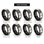 font options for inside engraving on black & gray kayaker rolling rings
