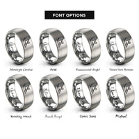 font options for inside engraving on silver kayaker rolling rings