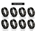 font options for inside engraving on black & silver kebab skewer rings