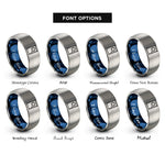 font options for inside engraving on blue & silver keepers door porthole rings