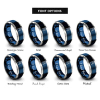 font options for inside engraving on blue & silver keepers door porthole rings