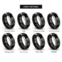 font options for inside engraving on black & grey keg rings