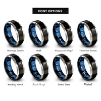 font options for inside engraving on black & blue & grey kendo shinai rings