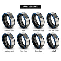 font options for inside engraving on black & blue & gray kendo shinai rings