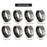 font options for inside engraving on black & gray kendo shinai rings