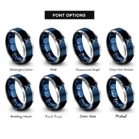 font options for inside engraving on blue & gray kendo shinai rings