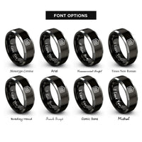 font options for inside engraving on black & grey kennel crate icon rings