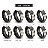 font options for inside engraving on black & silver kennel crate icon rings