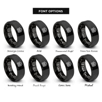 font options for inside engraving on black kennel crate icon rings