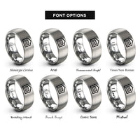 font options for inside engraving on gray kennel crate icon rings