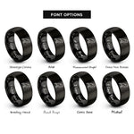 font options for inside engraving on black kestrel rings