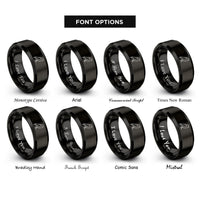 font options for inside engraving on black kestrel rings