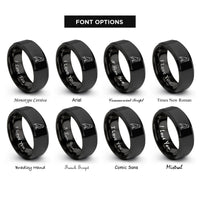 font options for inside engraving on black kestrel rings