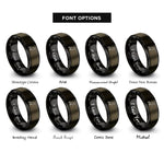 font options for inside engraving on gunmetal & black kestrel rings