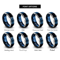 font options for inside engraving on blue & grey ketch sailboat rings