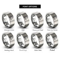 font options for inside engraving on grey ketch sailboat rings
