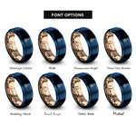 font options for inside engraving on blue & rose gold ketchup bottle rings