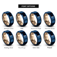 font options for inside engraving on rose gold & blue ketchup bottle rings