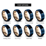 font options for inside engraving on blue & rose gold ketchup packet rings