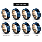 font options for inside engraving on rose gold & blue ketchup packet rings