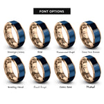 font options for inside engraving on rose gold & blue ketchup packet rings