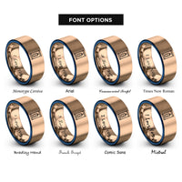 font options for inside engraving on rose gold & blue ketchup packet rings