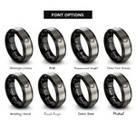 font options for inside engraving on black & silver kettle rings