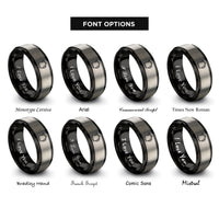 font options for inside engraving on black & silver kettle rings