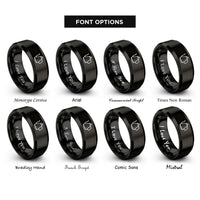font options for inside engraving on black kettle gooseneck rings