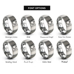 font options for inside engraving on gray kettle gooseneck rings