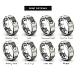 font options for inside engraving on gray kettle gooseneck rings