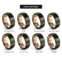 font options for inside engraving on gunmetal & rose gold kettle grill rings