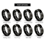 font options for inside engraving on black & silver kettlebell badge shield rings
