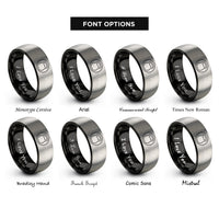 font options for inside engraving on black & silver kettlebell circle rings