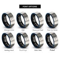 font options for inside engraving on black & blue & silver kettlebell swing rings