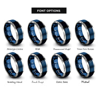 font options for inside engraving on blue & gray kettlebell swing rings