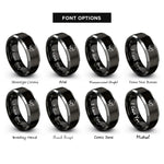 font options for inside engraving on black & silver kevlar helmet rings