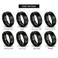 font options for inside engraving on black kevlar helmet rings
