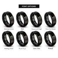 font options for inside engraving on black key heart rings
