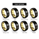 font options for inside engraving on black & gold key lime pie rings