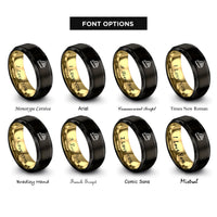 font options for inside engraving on black & gold key lime pie rings
