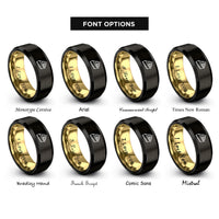 font options for inside engraving on black & gold key lime pie rings