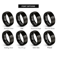 font options for inside engraving on black key through heart chain rings