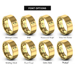 font options for inside engraving on gold key through heart chain rings