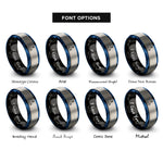 font options for inside engraving on black & blue & grey key west lighthouse rings