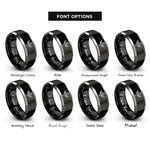 font options for inside engraving on black & grey key wings rings