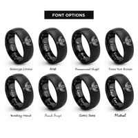 font options for inside engraving on black key wings rings