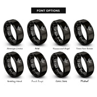 font options for inside engraving on black key wings rings
